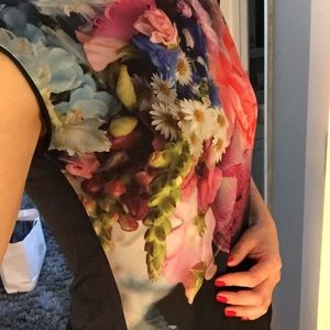 Ted Baker Black Floral Sleeveless Top, Size 0